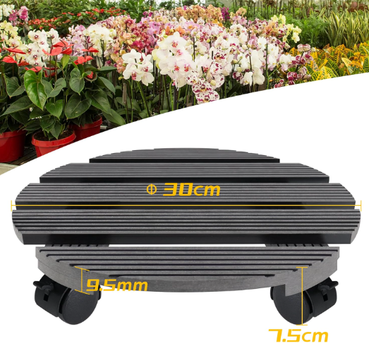 Carrello per piante tondo diametro 30cm, portata 100 kg